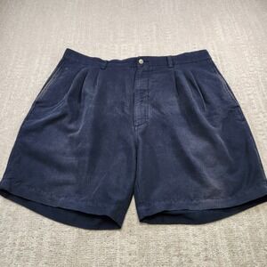 Vintage Masters Shorts Men 38 Pleated High Rise Rayon *READ Navy Blue Trouser